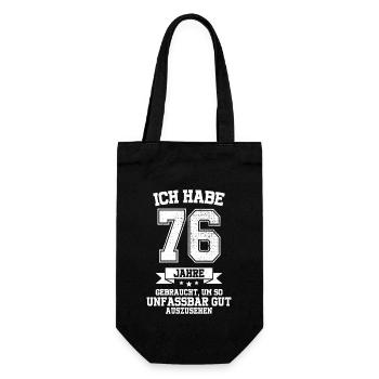 76. Geburtstag Geschenk Habe 76 Jahre Gebraucht - Geschenkbeutel für Flaschen - Schwarz - Vorne