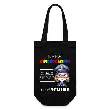 Bye Bye Kindergarten - Einschulung Polizistin - Geschenkbeutel für Flaschen - Schwarz - Vorne