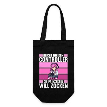 Gaming Konsole PC Zockerin Mädchen Gamer Girl - Geschenkbeutel für Flaschen - Schwarz - Vorne