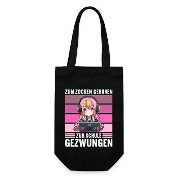 Gaming Konsole PC Zockerin Mädchen Gamer Girl - Geschenkbeutel für Flaschen - Schwarz - Vorne