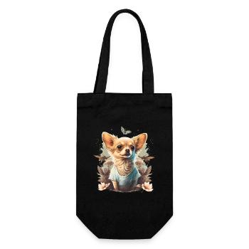 Chihuahua | Niedlicher Hund | Schön | Blumen - Geschenkbeutel für Flaschen - Schwarz - Vorne