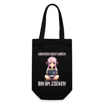 Gaming Konsole PC Zockerin Mädchen Gamer Girl - Geschenkbeutel für Flaschen - Schwarz - Vorne