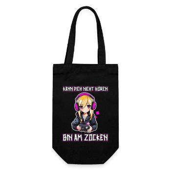 Gaming Konsole PC Zockerin Mädchen Gamer Girl - Geschenkbeutel für Flaschen - Schwarz - Vorne