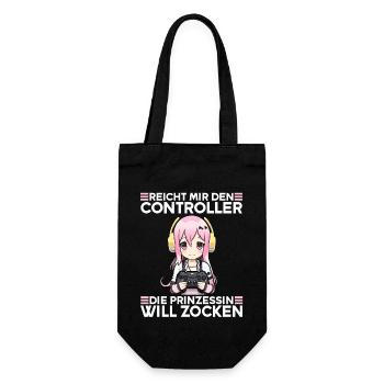 Gaming Konsole PC Zockerin Mädchen Gamer Girl - Geschenkbeutel für Flaschen - Schwarz - Vorne