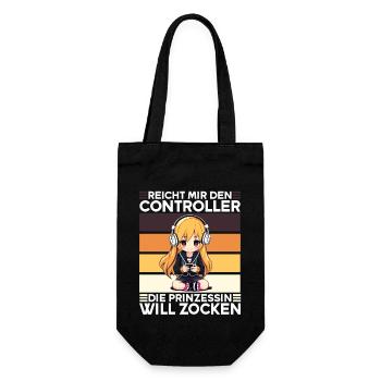 Gaming Konsole PC Zockerin Mädchen Gamer Girl - Geschenkbeutel für Flaschen - Schwarz - Vorne