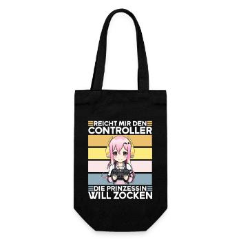 Gaming Konsole PC Zockerin Mädchen Gamer Girl - Geschenkbeutel für Flaschen - Schwarz - Vorne