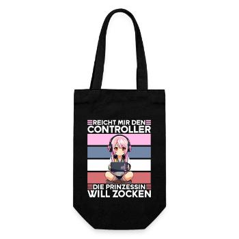 Gaming Konsole PC Zockerin Mädchen Gamer Girl - Geschenkbeutel für Flaschen - Schwarz - Vorne