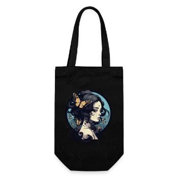 Gothic woman with orange butterflies mystical - Gift Bag for Bottles - black - Front