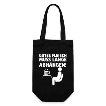 Gutes Fleisch Muss Lange Abhängen - Geschenkbeutel für Flaschen - Schwarz - Vorne