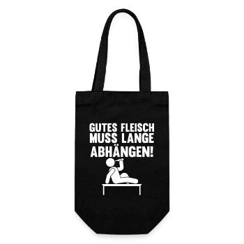 Gutes Fleisch Muss Lange Abhängen - Geschenkbeutel für Flaschen - Schwarz - Vorne