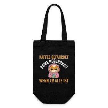Kaffee Gefährdet Deine Gesundheit Katze - Geschenkbeutel für Flaschen - Schwarz - Vorne