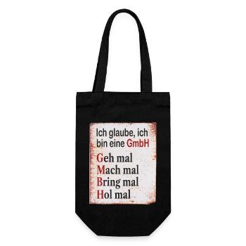Ich glaube ich bin eine GmbH Humor Geschenk - Geschenkbeutel für Flaschen - Schwarz - Vorne