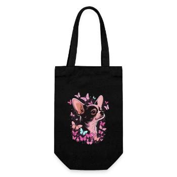 Pink Chihuahua | Schmetterling | Süßer Hund | Rosa - Gift Bag for Bottles - black - Front