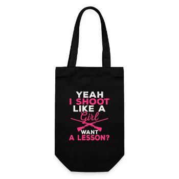 Ouais je tire comme une fille veut une leçon de chasse - Sac à bouteille - noir - Devant