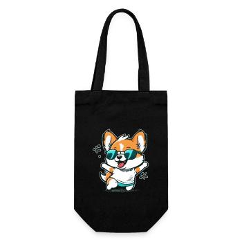 Chien mignon heureux - Sac à bouteille - noir - Devant