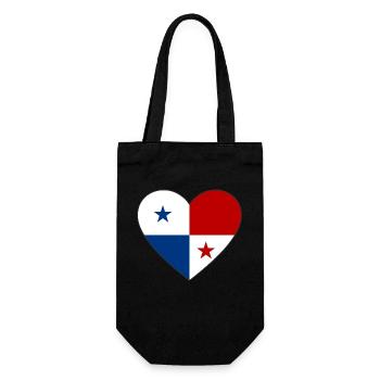 Panama Flagge Herz - Geschenkbeutel für Flaschen - Schwarz - Vorne