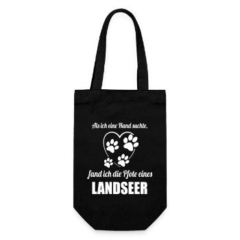 Hand & Pfote - Spruch - Landseer - Geschenkbeutel für Flaschen - Schwarz - Vorne