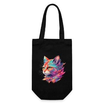 Atemberaubende Katze Katzenillustration in Pastell - Geschenkbeutel für Flaschen - Schwarz - Vorne