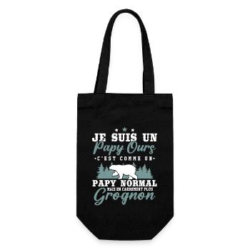 Je suis un papy ours grognon - cadeau humour papy - Sac à bouteille - noir - Devant