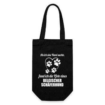 Hand & Pfote - Spruch - Belgischer Schäferhund - Geschenkbeutel für Flaschen - Schwarz - Vorne