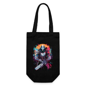 Epic Gamer Guardian with Flames Moon Background - Gift Bag for Bottles - black - Front