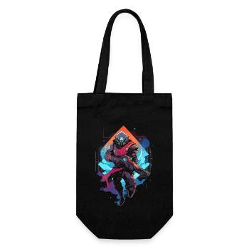 Epic Gamer Guardian in Vaporwave Synthwave Farben - Geschenkbeutel für Flaschen - Schwarz - Vorne