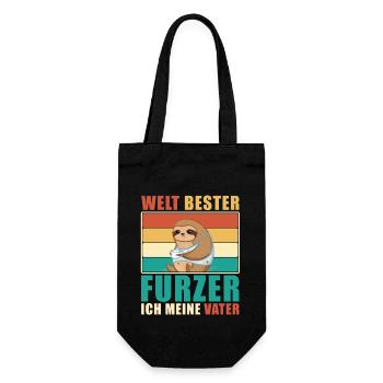 Lustiger Vater Spruch - Papa der beste Furzer - Geschenkbeutel für Flaschen - Schwarz - Vorne