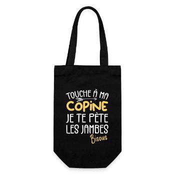 Touche a ma Copine je te pète les jambes Humour - Sac à bouteille - noir - Devant