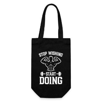 Stop wishing, start doing - (2) - Gift Bag for Bottles - black - Front