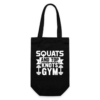 Kniebeugen und Top Knots Gym - - Geschenkbeutel für Flaschen - Schwarz - Vorne
