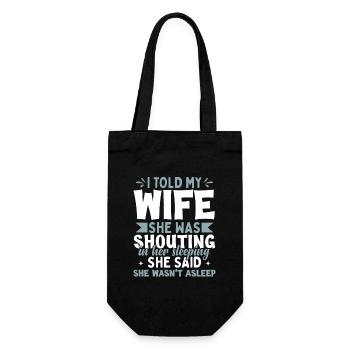 Funny Joke Shirt Men Husband Wife - Gift Bag for Bottles - black - Front