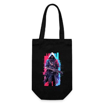 Epic Gamer Cyber Assassin en rouge et bleu - Sac à bouteille - noir - Devant