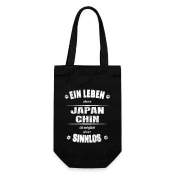 Ein Leben ohne Hund ist Sinnlos - Japan Chin - Geschenkbeutel für Flaschen - Schwarz - Vorne