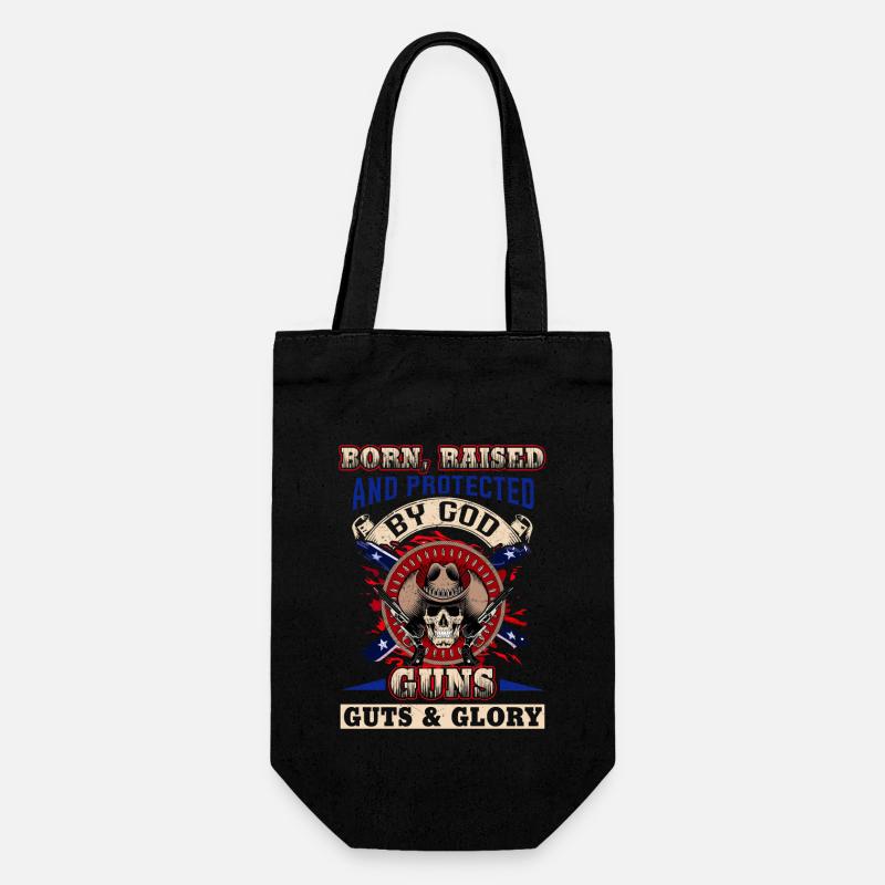 July 4th Born raised and protected by God Guns - Gift Bag for Bottles - black