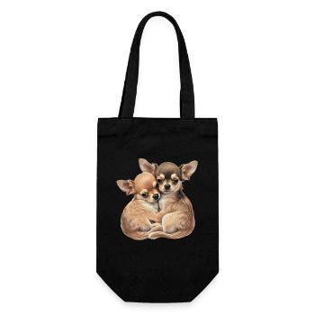 Chihuahua Puppys - Cute Dogs Little Love Heart - Gift Bag for Bottles - black - Front