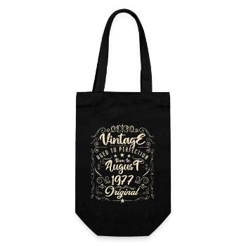 Jahrgang, geboren im August 1977. Jubiläum August 1977 - Geschenkbeutel für Flaschen - Schwarz - Vorne