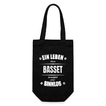 Ein Leben ohne Hund ist Sinnlos - Basset - Geschenkbeutel für Flaschen - Schwarz - Vorne