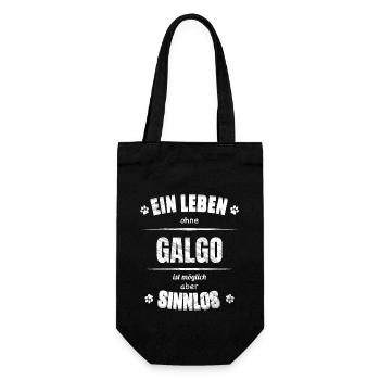 Ein Leben ohne Hund ist Sinnlos - Galgo - Geschenkbeutel für Flaschen - Schwarz - Vorne