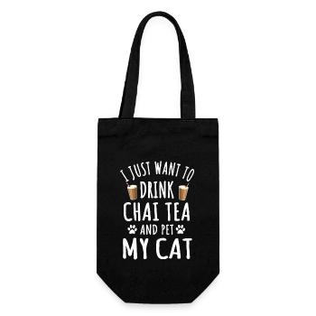 Lustiges Chai Tee Und Katzenbesitzer Design - Geschenkbeutel für Flaschen - Schwarz - Vorne