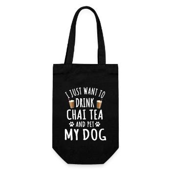 Lustiges Chai Tee Und Hundebesitzer Design - Geschenkbeutel für Flaschen - Schwarz - Vorne