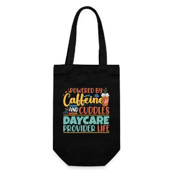Powered By Caffeine And Cuddles - Gift Bag for Bottles - black - Front