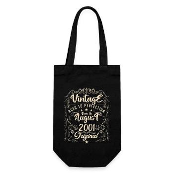 Vintage born in August 2001. Anniversary August 2001 - Gift Bag for Bottles - black - Front