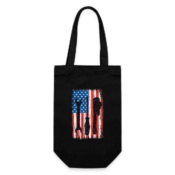 Amerikanische Flagge Mechaniker Heimwerker Patriot - Geschenkbeutel für Flaschen - Schwarz - Vorne