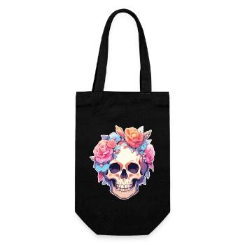 Skulls Skull Flowers Flower Skull Skull - Gift Bag for Bottles - black - Front