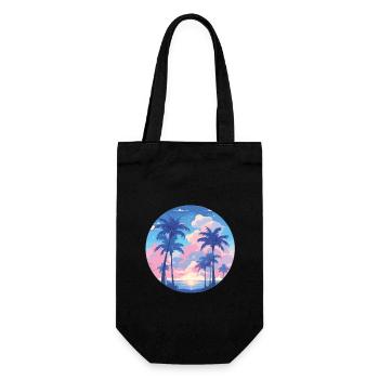 Palmen Palmen Sonnenuntergang Palmen Strand - Geschenkbeutel für Flaschen - Schwarz - Vorne