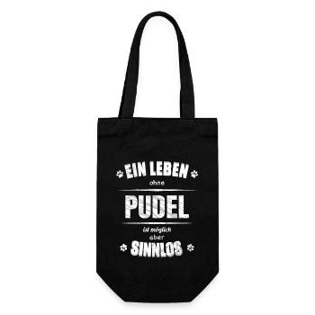 Ein Leben ohne Hund ist Sinnlos - Pudel - Geschenkbeutel für Flaschen - Schwarz - Vorne
