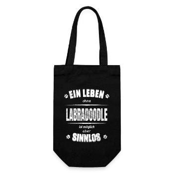 Ein Leben ohne Hund ist Sinnlos - Labradoodle - Geschenkbeutel für Flaschen - Schwarz - Vorne