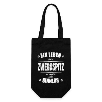 Ein Leben ohne Hund ist Sinnlos - Zwergspitz - Geschenkbeutel für Flaschen - Schwarz - Vorne