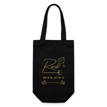 Rerik-Möwe-Anker-Ostseebad Rerik Koordinaten - Geschenkbeutel für Flaschen - Schwarz - Vorne