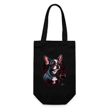 Chihuahua - Frankreich Französische Flagge - Geschenkbeutel für Flaschen - Schwarz - Vorne